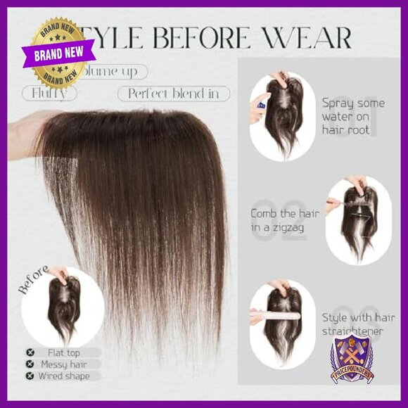 Human Hair Topper 11 Inches Lace Base Clip On Hairpiece For Thinning Hair main image 6